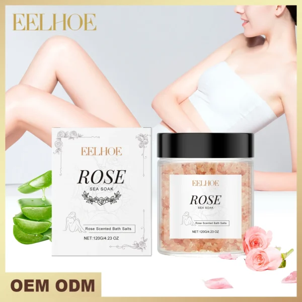 Rose Bath Salts Deep Cleansing Pores Exfoliating Long Lasting Fragrance Shower Relax Stress Relief Aromatherapy Body Skin Care