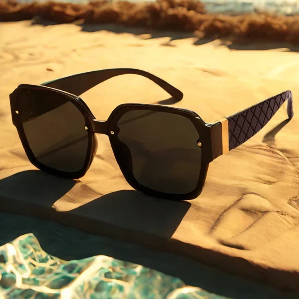 Motorcycle 2pcs Classics Square Large Frame Sun Glasses Female Outdoor Personalized Sunglasses Retro Mesh Leg Gradient Goggles - Image 5