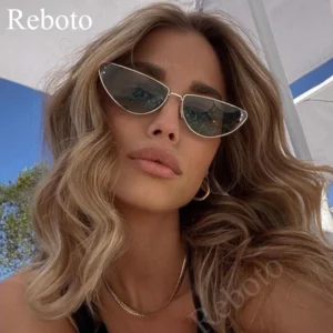 Retro Sexy Cat Eye Sunglasses For Women 2024 New Luxury Brand Narrow Sun Glasses Female Personality Fashion Shades Ladies Trendy