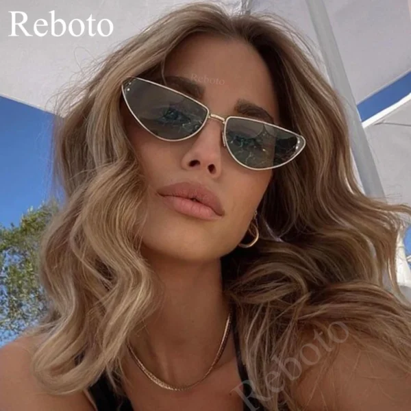 Retro Sexy Cat Eye Sunglasses For Women 2024 New Luxury Brand Narrow Sun Glasses Female Personality Fashion Shades Ladies Trendy