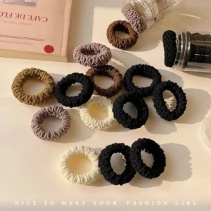 5Pcs/bag Velvet Hair Scrunchies Pack Girl Elastic Hair Bands Headwear Ponytail Holder Set Hair Accessories Solid No Crease Coffe