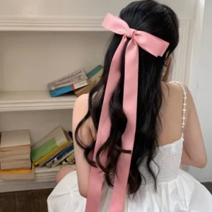 Fashion Satin Fabric Hair Bow Hairpin For Women Girls Ribbon Hair Clips Black Beige Big Bowknot Top Clip Female Hair Accessories