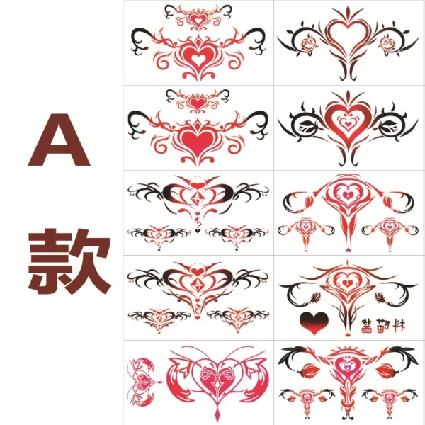 10Pcs Set Tattoo Stickers for Woman Sexy Belly Temporary Tattoos Cartoon Sexy Fake Tattoos Young Girls Body Art Festival Tattoo - Image 2