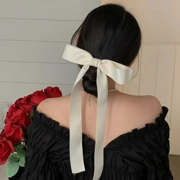 Fashion Satin Fabric Hair Bow Hairpin For Women Girls Ribbon Hair Clips Black Beige Big Bowknot Top Clip Female Hair Accessories - Image 3