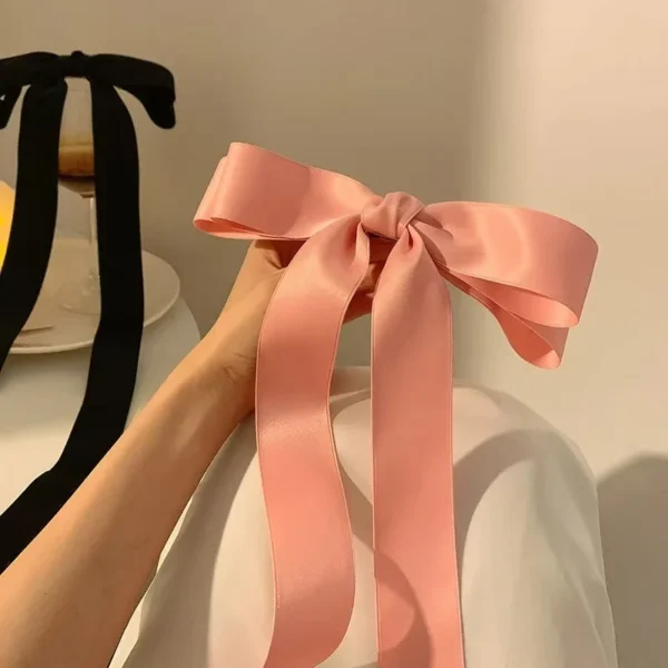 Fashion Satin Fabric Hair Bow Hairpin For Women Girls Ribbon Hair Clips Black Beige Big Bowknot Top Clip Female Hair Accessories - Image 6