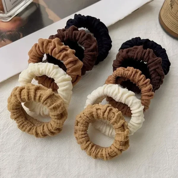 5Pcs/bag Velvet Hair Scrunchies Pack Girl Elastic Hair Bands Headwear Ponytail Holder Set Hair Accessories Solid No Crease Coffe - Image 2