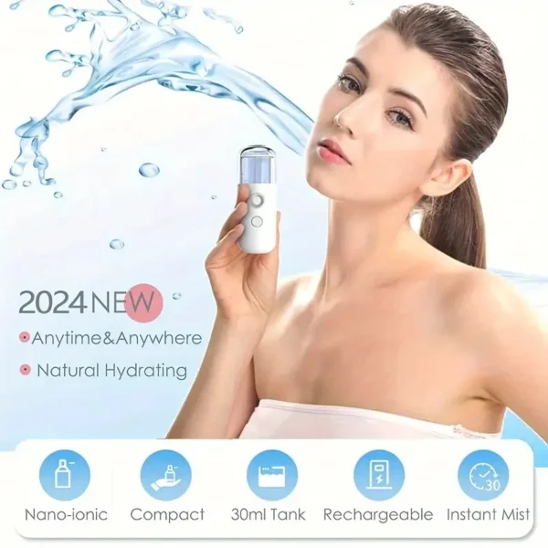 30ML Facial Steamer Personal Nano Sprayer USB Nebulizer Mini Humidifier Moisturizing Hydrating Women Beauty Skin Care Tool - Image 4