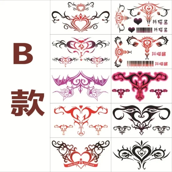 10Pcs Set Tattoo Stickers for Woman Sexy Belly Temporary Tattoos Cartoon Sexy Fake Tattoos Young Girls Body Art Festival Tattoo - Image 3